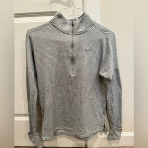 Nike Light Gray Waffle Striped Quarter-Zip Top